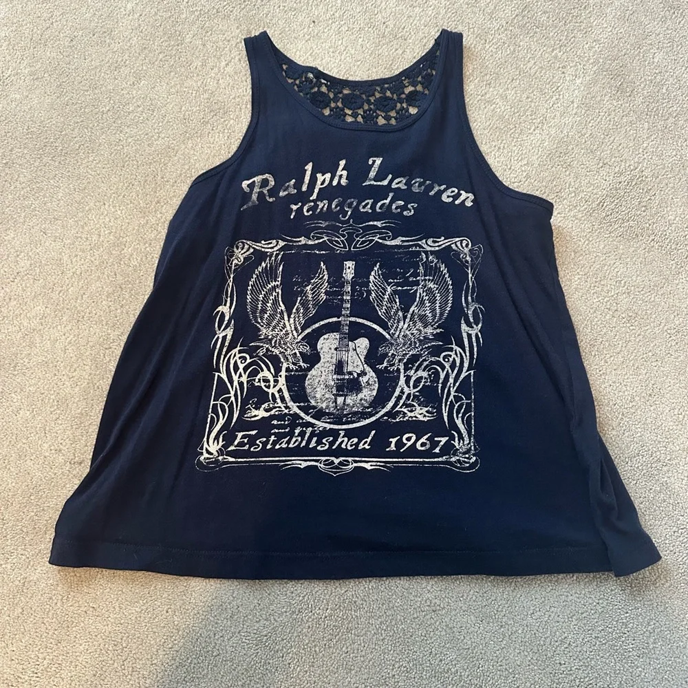 Navy Ralph Lauren Graphic Tank Top